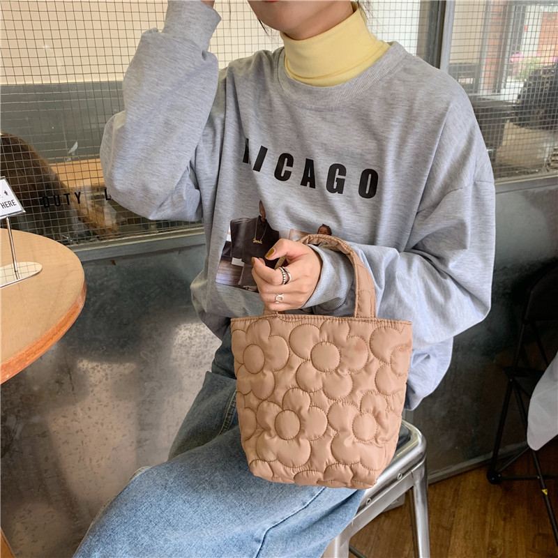 110291 INS Korean sweet quilted hand-held bento bag, snack storage bag, baby stroller hanging bag, Mommy bag Specification drawing