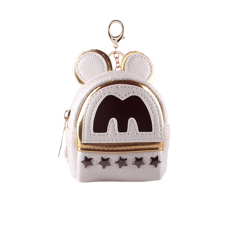 New cute key case, coin purse, riveted mini schoolbag, car key chain, pendant and ladies' wallet from South Korea Item Picture