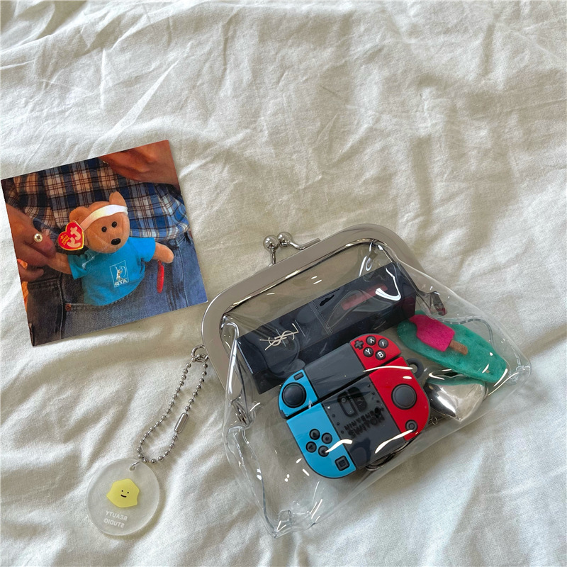 Ins-style transparent and simple iron clip bag, pvc coin purse, small item storage bag, red envelope, coin bag and card bag Item Picture