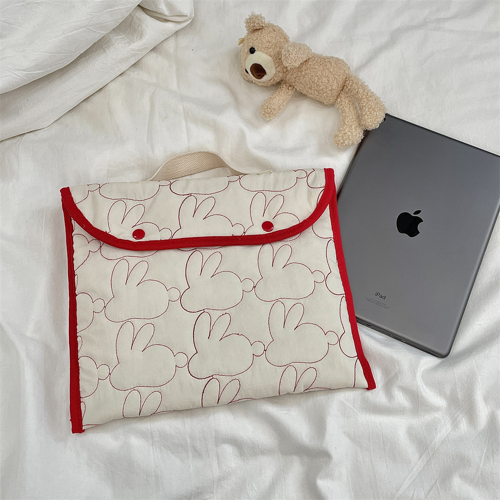 5312 Korean version embroidered rabbit pattern hand-held tablet computer bag 11/13 inch ipad laptop storage bag details Picture