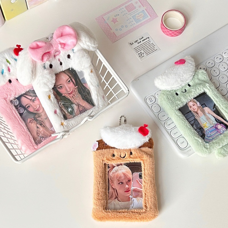 Cute plush card case, ins campus card, meal card, fan album, small card, photo storage pendant, ID card protective case details Picture