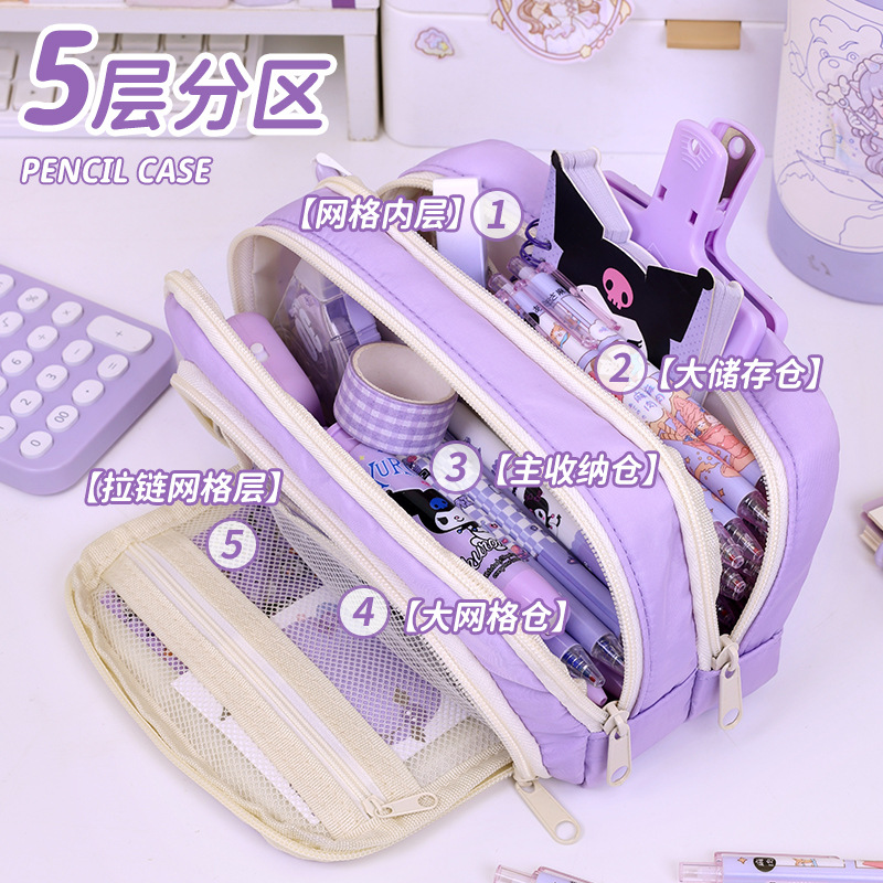 Large-capacity, simple Japanese-style pencil case, 2025 new style stationery box, girls, primary school, junior high school and senior high school pencil cases, ins Specification drawing
