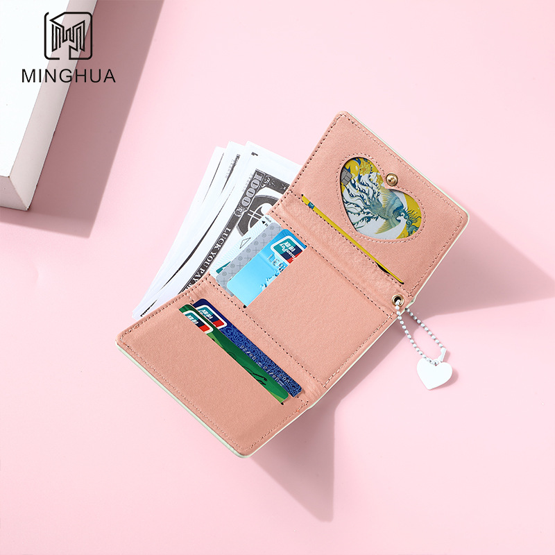 New short, solid-color, multi-slot, heart-shaped, simple, cross-border and cute coin purse wholesale for women Application Scenario
