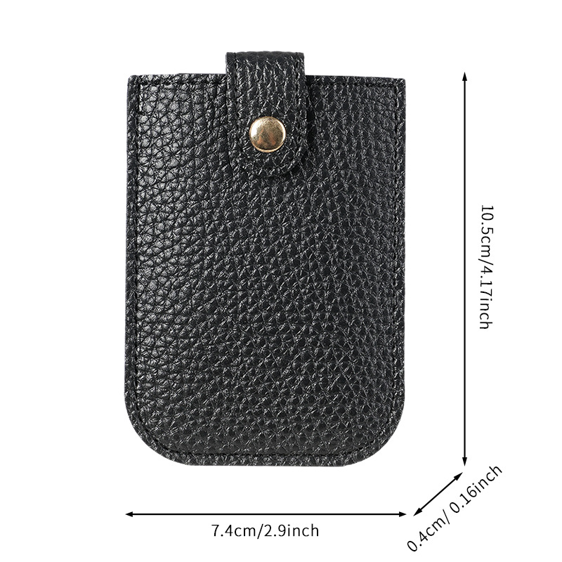 In-stock stacked concealed pull-out card holder with multiple slots, pu leather with snap fasteners, pull-out business card holder, universal Item Picture