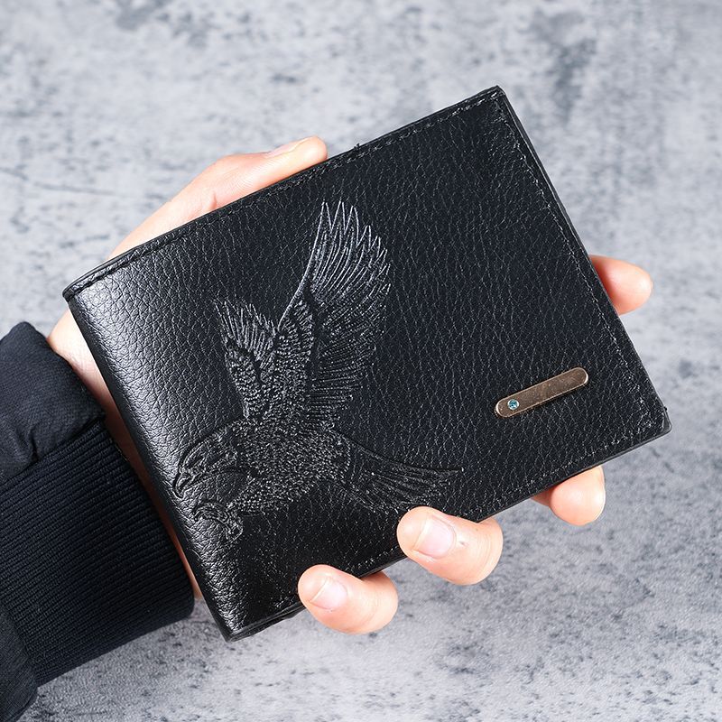 Short men's wallet, thin 2024 new model, high appearance level, eagle-patterned soft leather coin purse for students and young people full figure