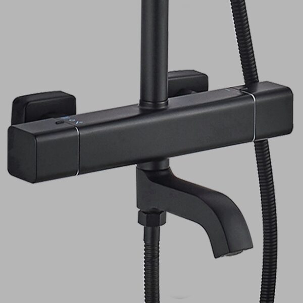 Black square constant-temperature three-speed shower head set for cross-border export of foreign trade, bath and shower lift set for hotels Application Scenario