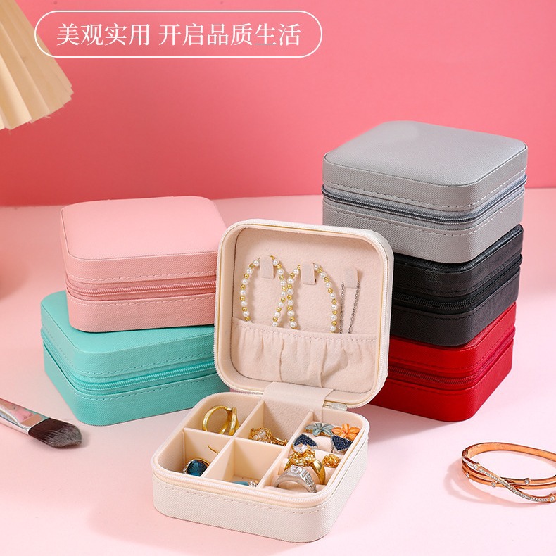 Factory wholesale production of popular jewelry boxes, women's simple and portable earrings, large-capacity square jewelry storage and organization boxes full figure