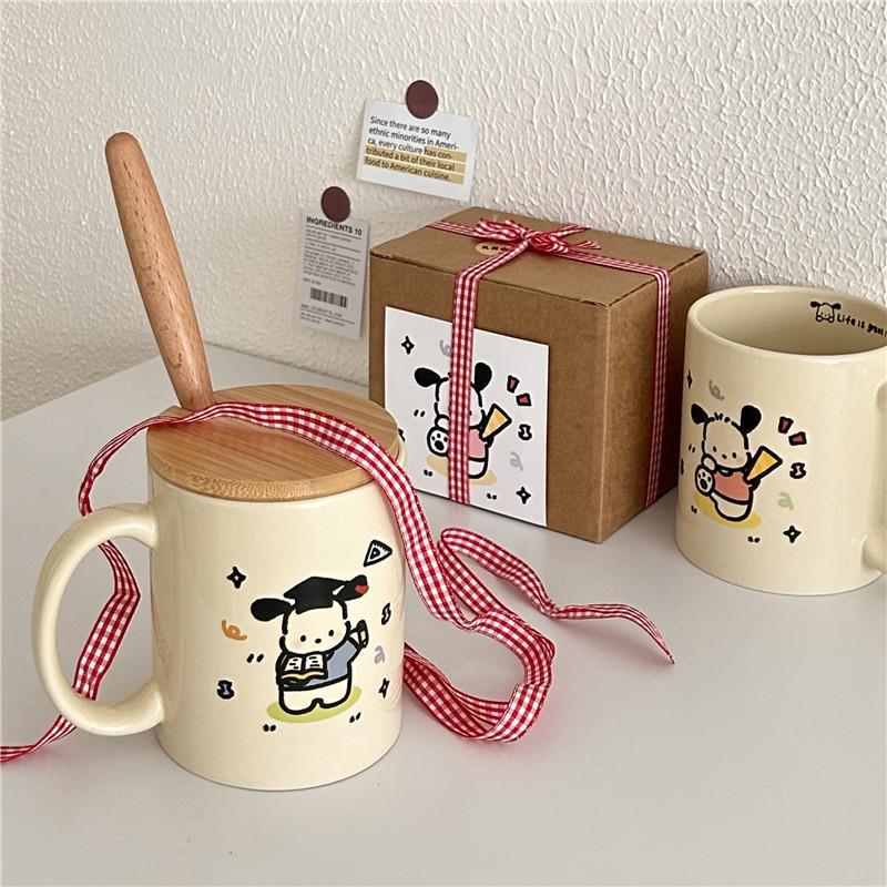 Happy Xiaopa Ceramic Cup, ins household mug, Large capacity Coffee cup, Breakfast milk cup, office water cup Specification drawing