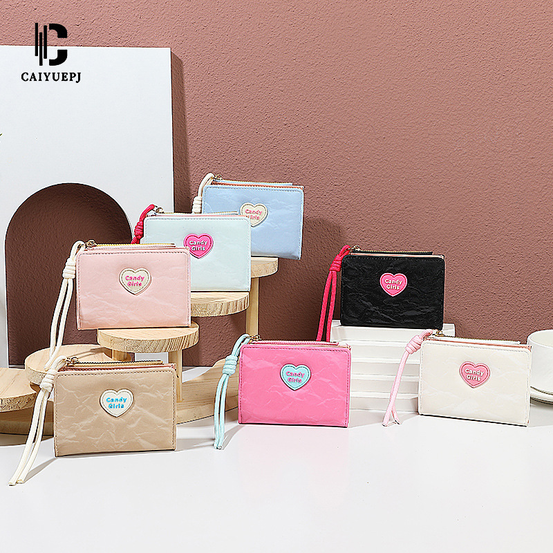 Cross-border INS candy Girls' wallet, fashionable and versatile Wallet, large-capacity short wallet, coin purse, sweet student Specification drawing