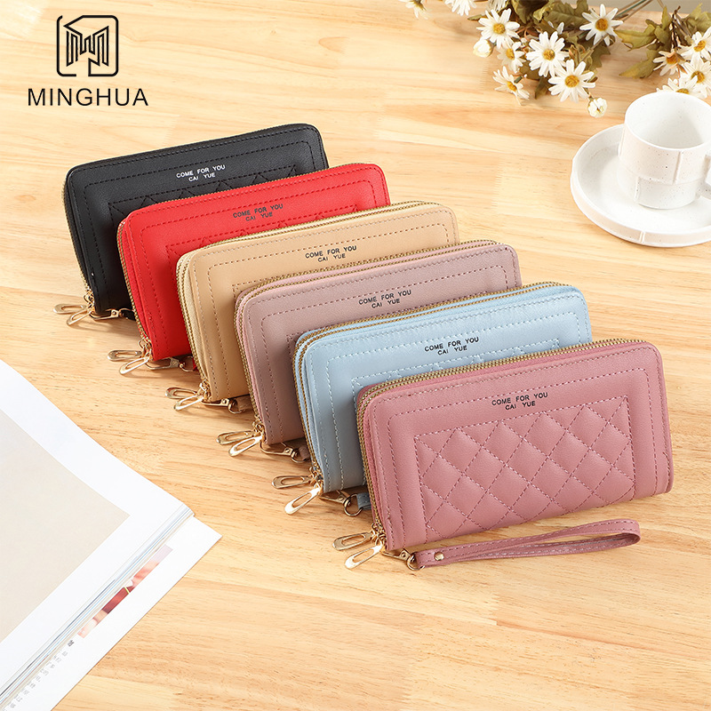 New cross-border women's wallet, long coin purse, women's high-end solid color zipper clutch, source factory details Picture