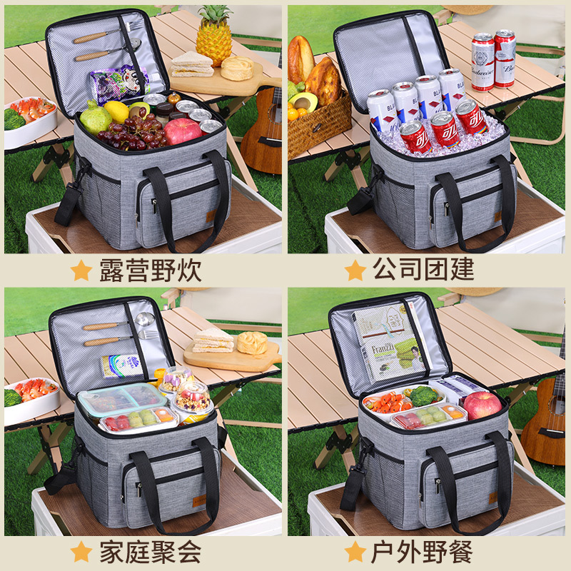 Cross-border Amazon large-capacity picnic bags, outdoor camping lunch boxes, insulated bags, car ice packs, and hand-held bags with meals Specification drawing