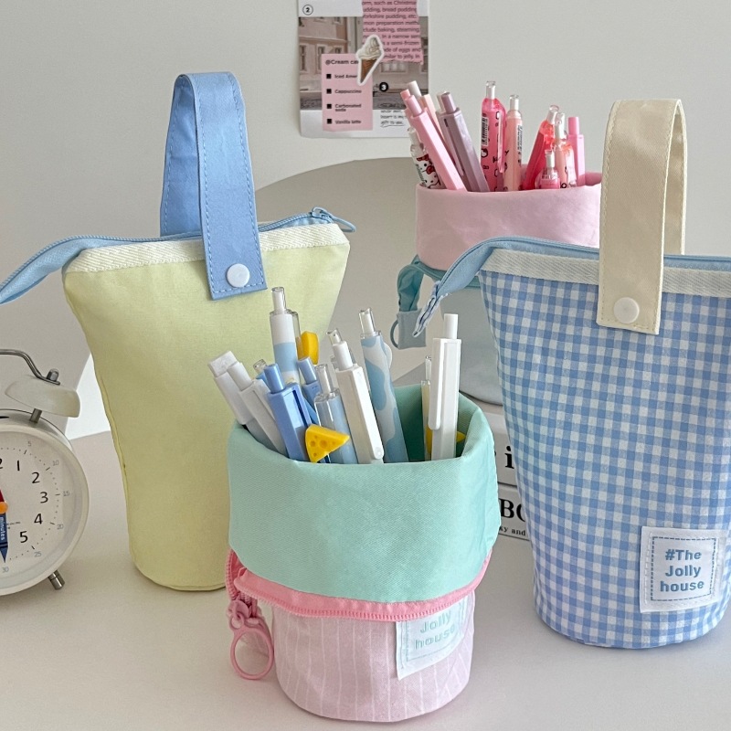 High-appearance-level pen holder and pen case, Japanese-style ins for boys and girls, high school students, large-capacity pencil case, standing stationery bag Specification drawing