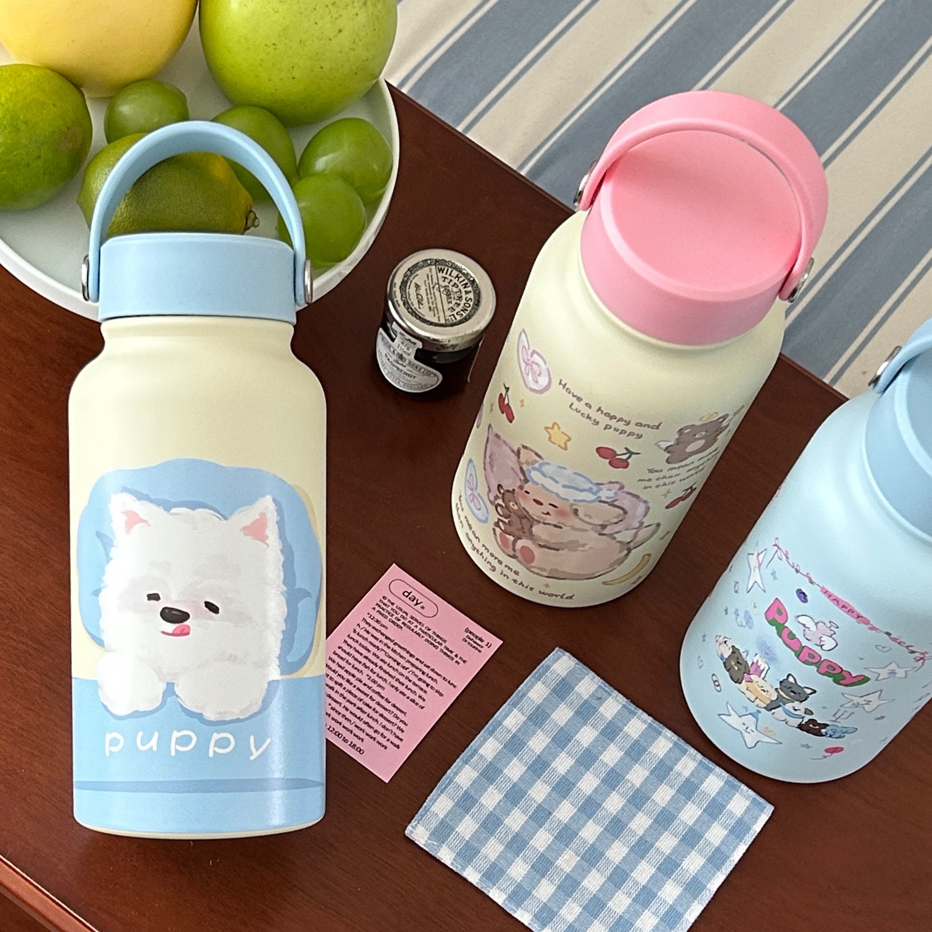 Cute cartoon insulated cup for women, 2024 new large-capacity hand-held cup, stainless steel water cup, portable water bottle Specification drawing