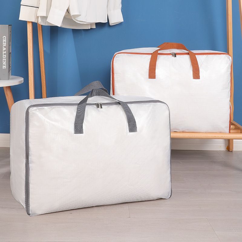 New transparent quilt storage bag, packing bag, moving thickened organizing bag with mesh fabric, large-capacity luggage bag details Picture