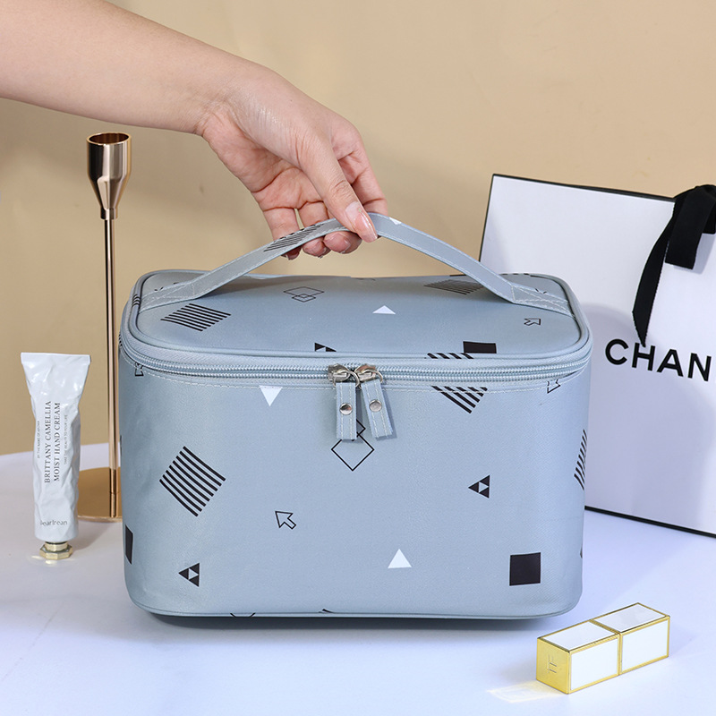 Large-capacity printed square cosmetic bag for women, portable transparent, high appearance level, waterproof travel items, toiletries and storage bag details Picture