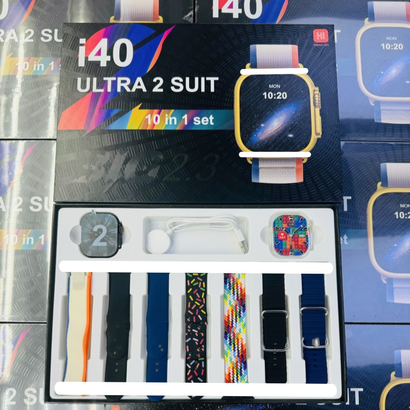 i40 ULTRA2 SUIT Smartwatch Set 10in1 Bluetooth Call, Heart Rate, Sleep Monitoring, Wireless Charging full figure