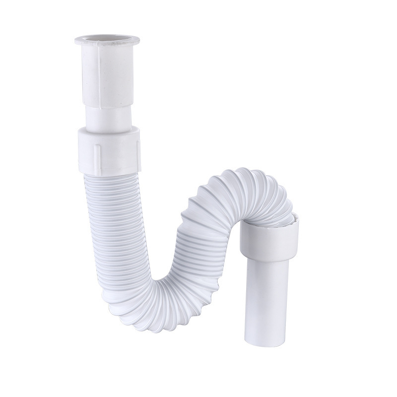 Washbasin drain, mop sink drain pipe, plastic expansion pipe, washbasin steel wire rubber head drain hose, anti-mold Item Picture