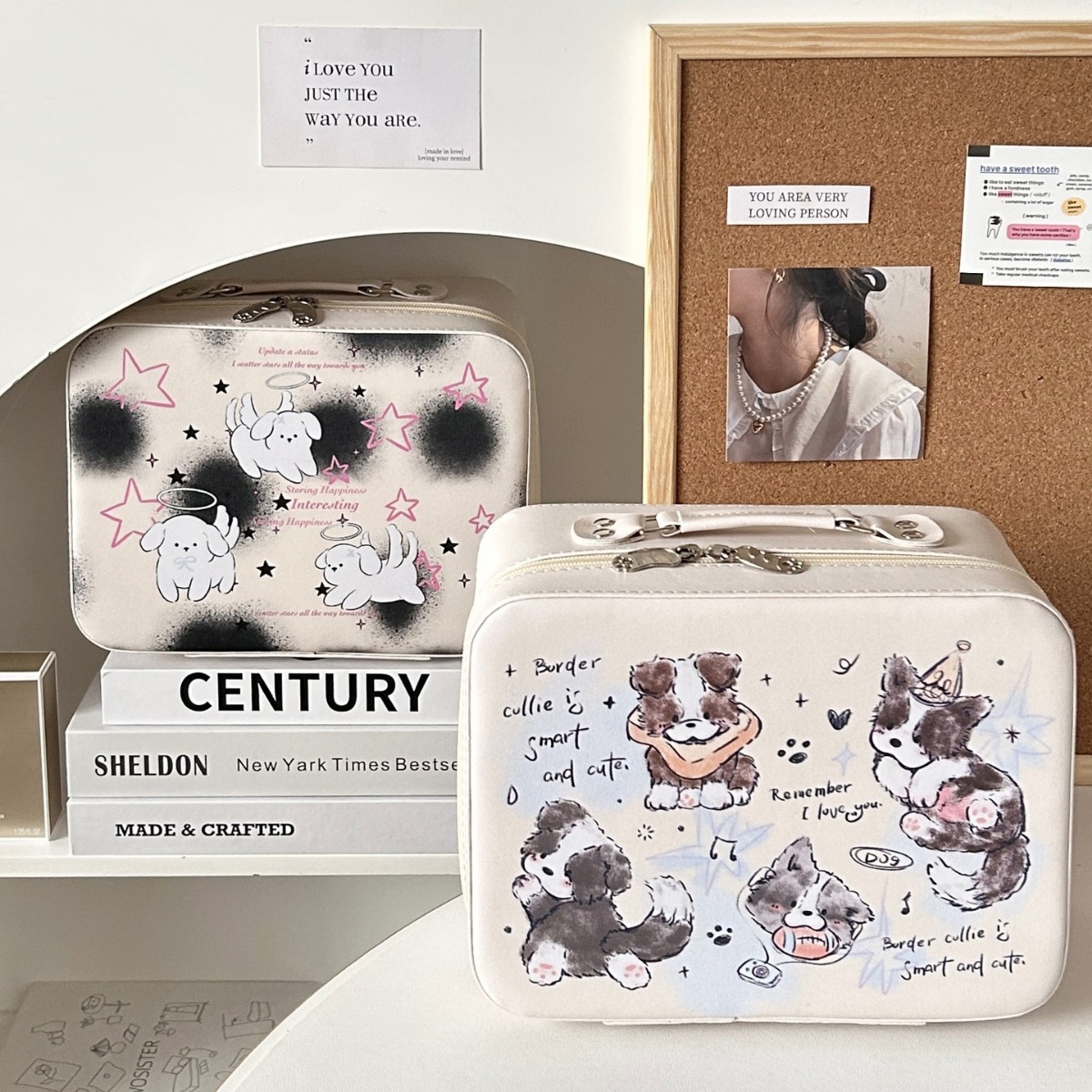 Cartoon makeup box, high appearance level, large-capacity portable skin care product organization and storage box, storage suitcase, makeup bag Application Scenario