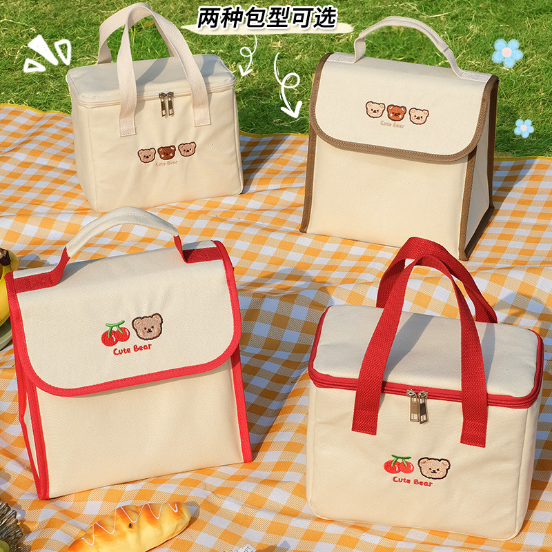 Customized hand-held lunch box pocket, high appearance level, large capacity lunch box bag, student ins style lunch box, insulated bag details Picture