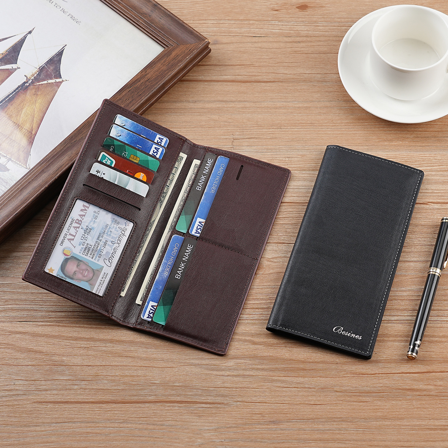 New men's long wallet, trendy student retro wallet, Japanese and Korean card bag, new personalized thin wallet for young men full figure
