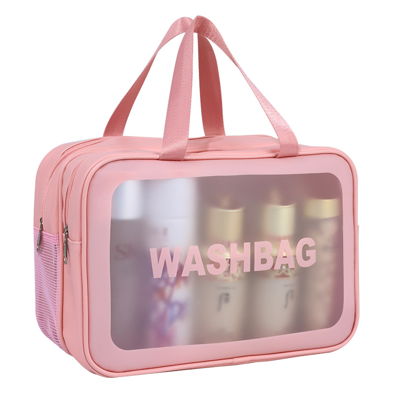 Dry-wet separated toiletry bag, double-layer portable travel PVC transparent beach bag, high appearance level makeup bag, storage bag Item Picture