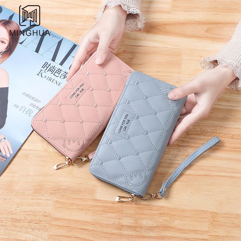 New long diamond-shaped coin purse for women, high-end patterned large-capacity zipper clutch for wholesale details Picture