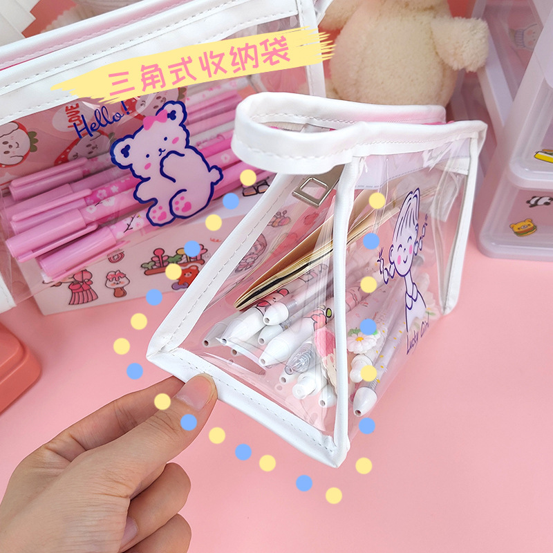 Transparent PVC cosmetic bag, women's ins waterproof storage bag, girlish portable travel storage bag, portable toiletry bag, pen case Application Scenario