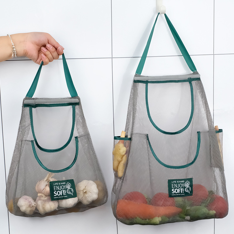 Kitchen wall-mounted fruit and vegetable storage bag, ginger, garlic and onion mesh, breathable and moisture-proof, can be carried and hung as a household storage bag details Picture