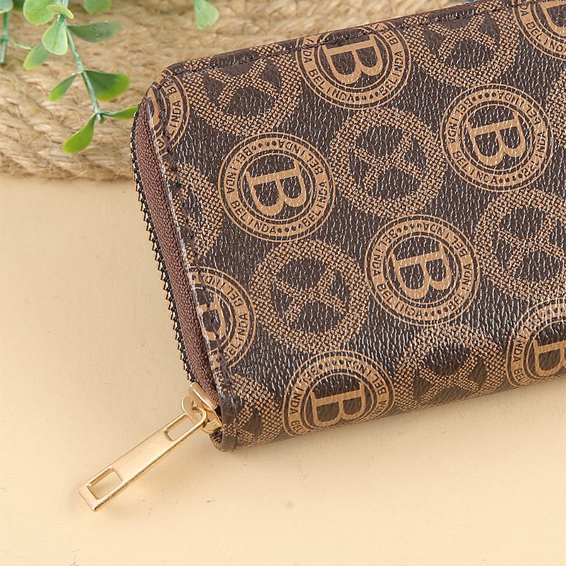 New short wallet, printed coin purse, wallet, card wallet, old pattern, multiple slots, small and small zipper wallet details Picture