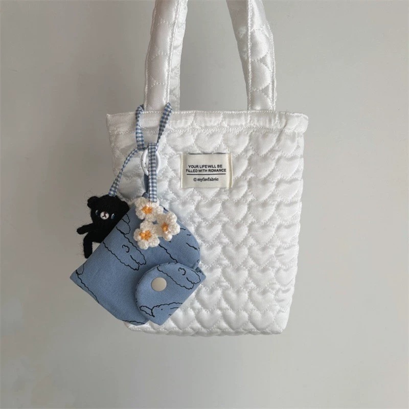 Korean Instagram niche coin purse, cute little rabbit, multi-layered card case, floral canvas bag, inner bag, miscellaneous bag, pendant Application Scenario