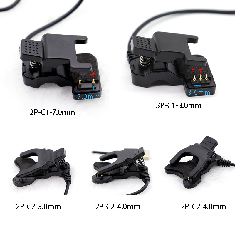 The 2P3P pin contact is suitable for the universal charging cable of T500X7S6 smartwatch and the 4mm charging clip of TW64 bracelet full figure