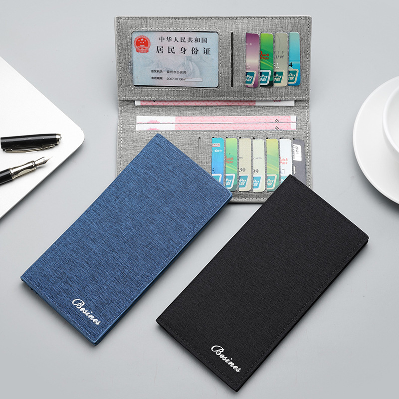 Men's wallet, ultra-thin wallet, 2019 new long canvas, trendy, fashionable and personalized wallet brand for students and youth full figure