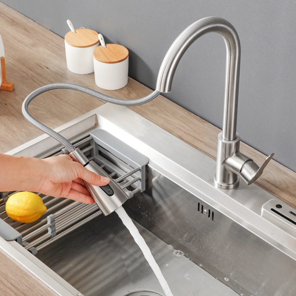 Cross-border stainless steel kitchen faucet export TEMU Amazon pull-out cold and hot sink faucet wholesale Specification drawing