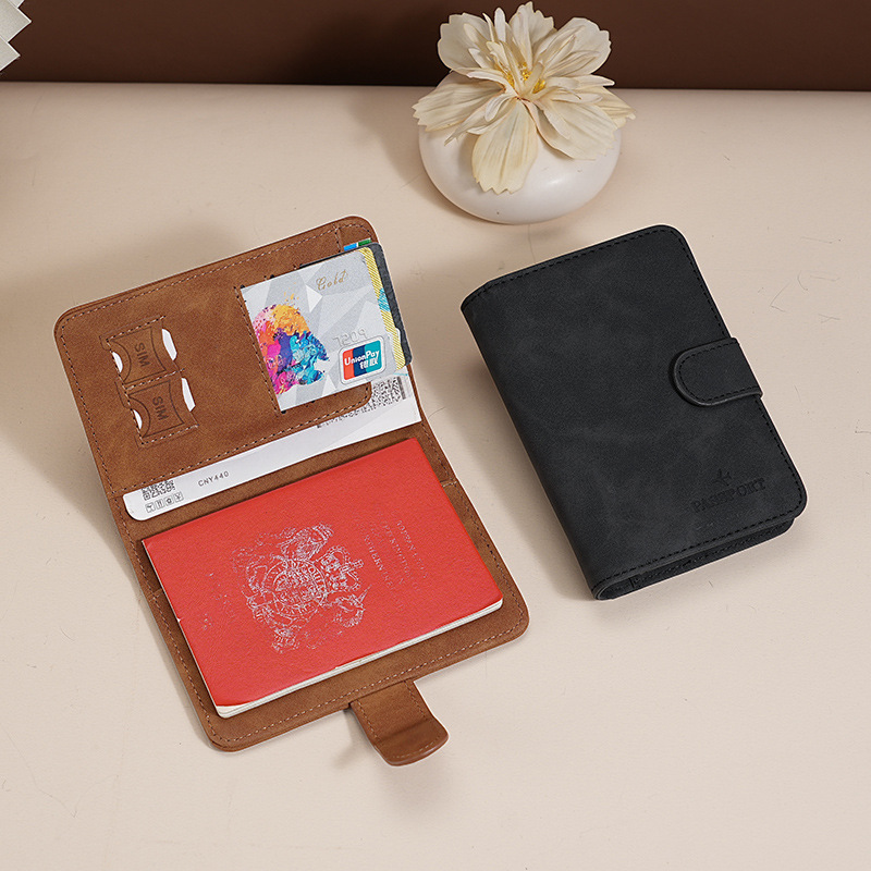 2023 New RFID passport simple buckle short passport bag for men and women, air ticket card holder for overseas travel full figure