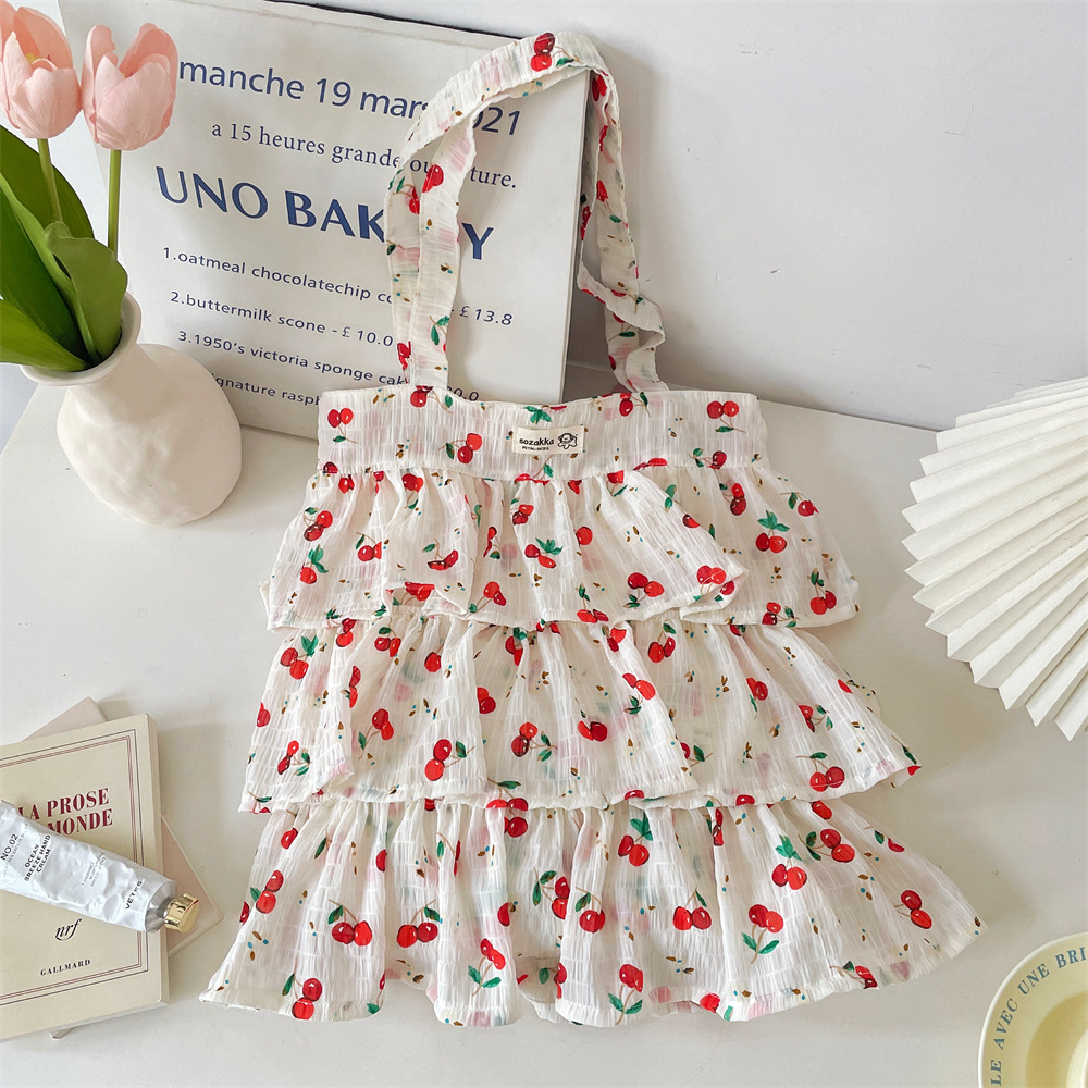 56271 Fresh and Sweet single-shoulder Bag for Women 2025 Summer New Fashion single-shoulder bag, beautiful chipped skirt canvas bag details Picture