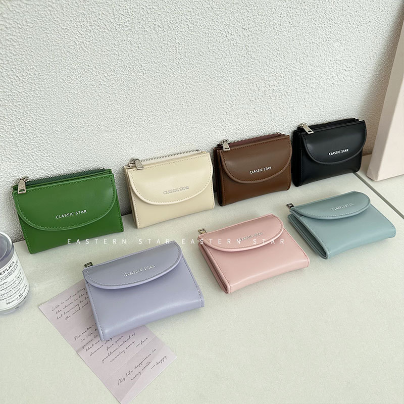 The new Korean version of the women's coin purse, ins student solid color simple card bag, multi-functional opening red envelope, large-capacity wallet Specification drawing