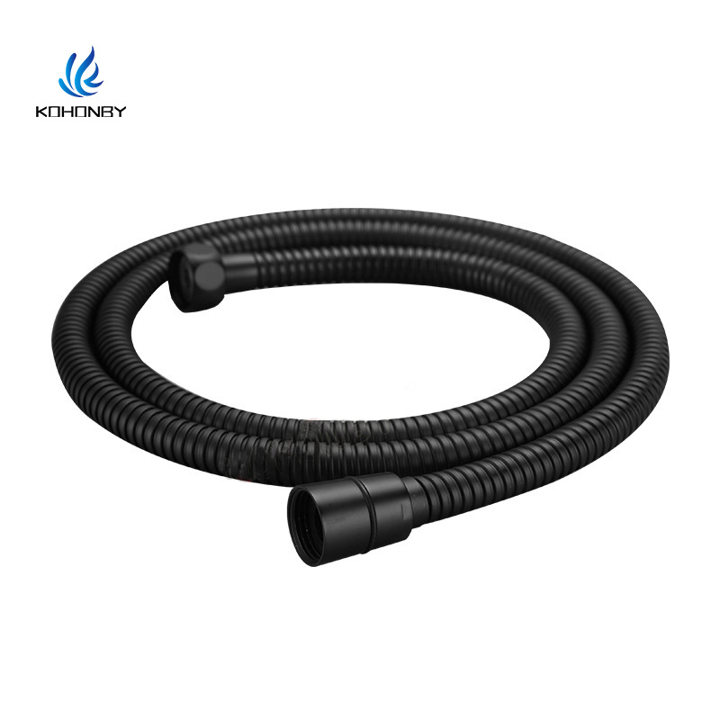 Factory direct supply of 1.5-meter 304 stainless steel black shower head hose full figure