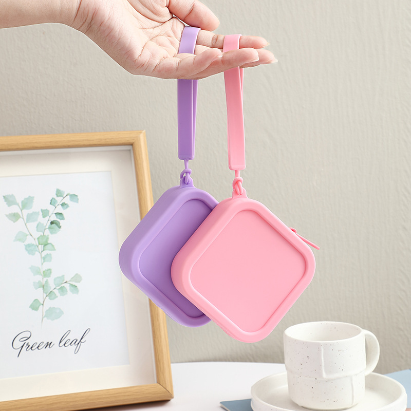 Silicone coin purse, small square bag, earphone storage bag, ID card bag, portable makeup bag, data cable, power bank storage bag full figure