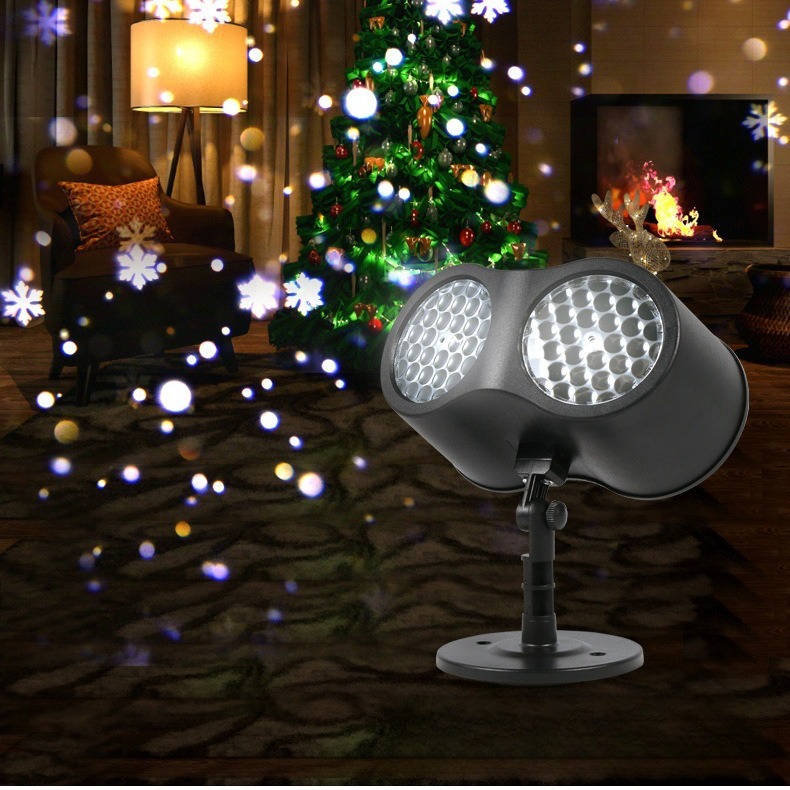 New dual-tube blizzard projection light, outdoor waterproof snowflake light, lawn ground plug light, LED for Christmas and Halloween Application Scenario