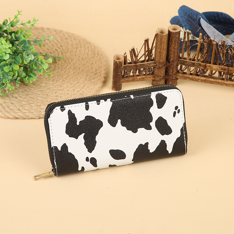 Korean-style simple ladies' wallet, long zipper wallet, leather print, fashionable coin purse, card position handbag full figure