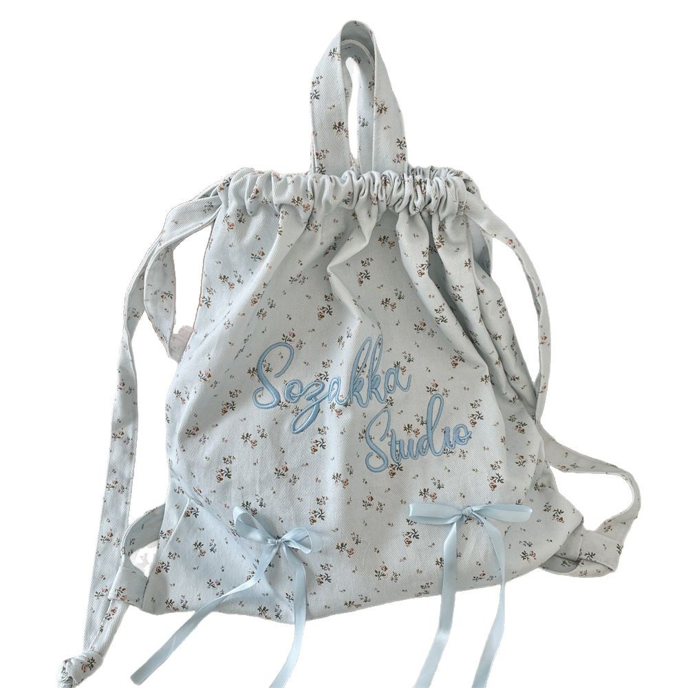 54194 Pastoral Small Floral ins Retro Travel College Student Letter Embroidery single-shoulder Bag Travel Backpack Item Picture