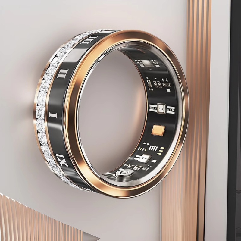 New cross-border high-end diamond-encrusted smart ring for heart rate, sleep and blood oxygen detection, multi-functional sports ring full figure