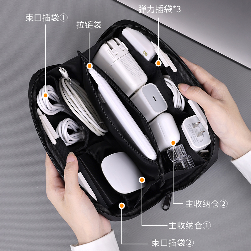 Digital storage bag, action camera, photography accessories, USB flash drive, data cable, charger, organizing and storage, travel portable bag Specification drawing