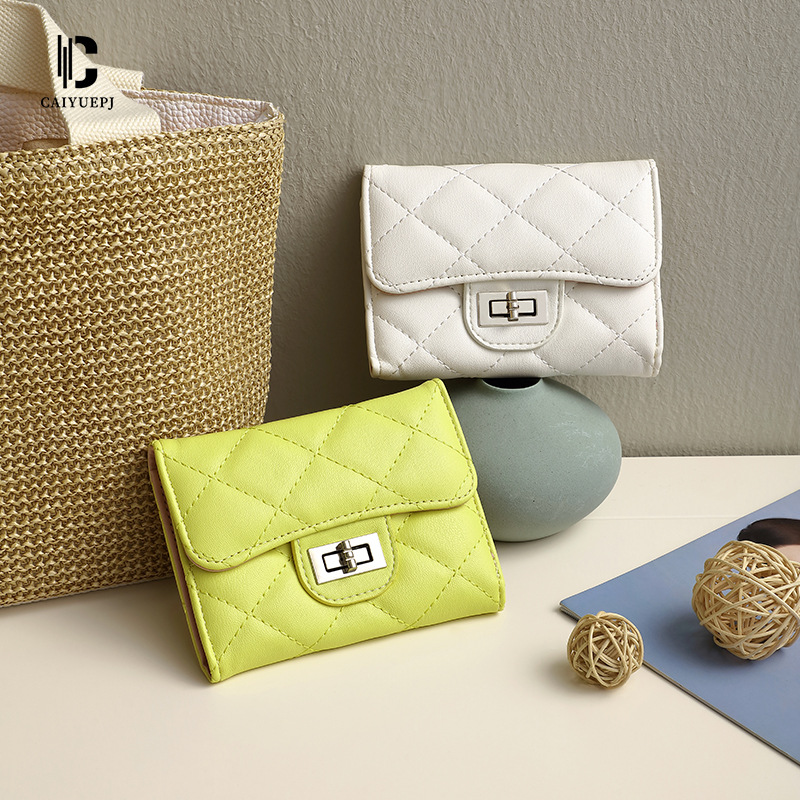 New Korean style diamond-shaped wallet for women, short clutch bag, versatile and large-capacity small change card case Specification drawing