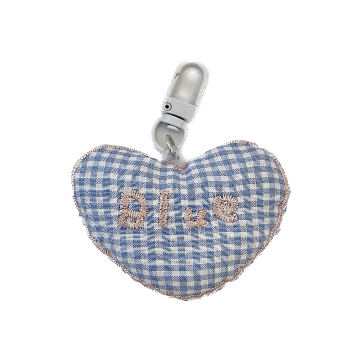Korean-style checkered heart keychain, cute three-dimensional cotton-filled mini bag pendant, mini bag accessory, small trinket Item Picture