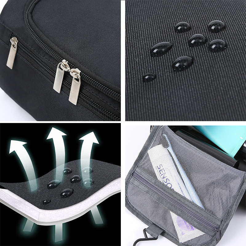 Outdoor business trip hand-held waterproof hook toiletry bag, men's makeup bag, portable travel storage and organization bag for storage Application Scenario