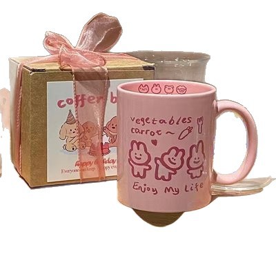 Happy Xiaopa Ceramic Cup, ins household mug, Large capacity Coffee cup, Breakfast milk cup, office water cup Item Picture