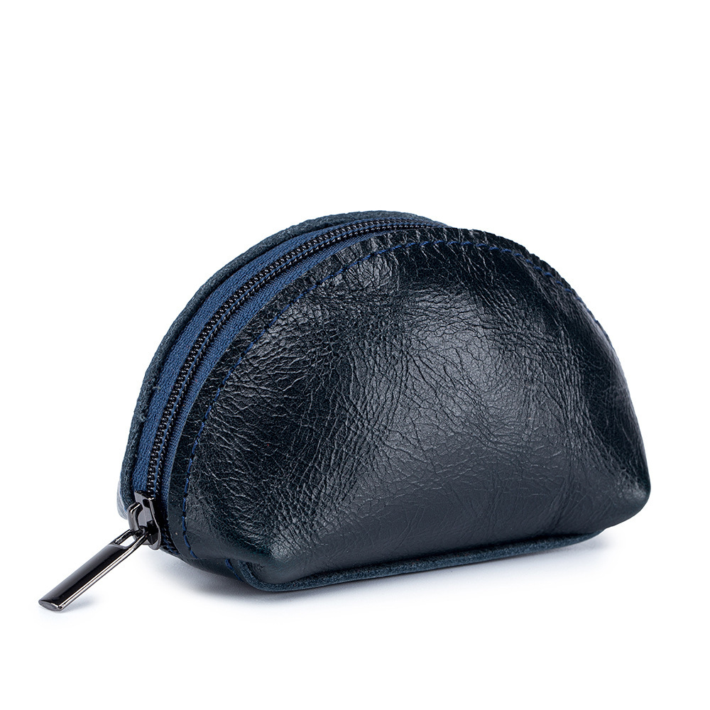 Korean-style creative oil wax leather mini coin purse for men and women, headphone storage case, headphone case, top layer cowhide coin case Specification drawing