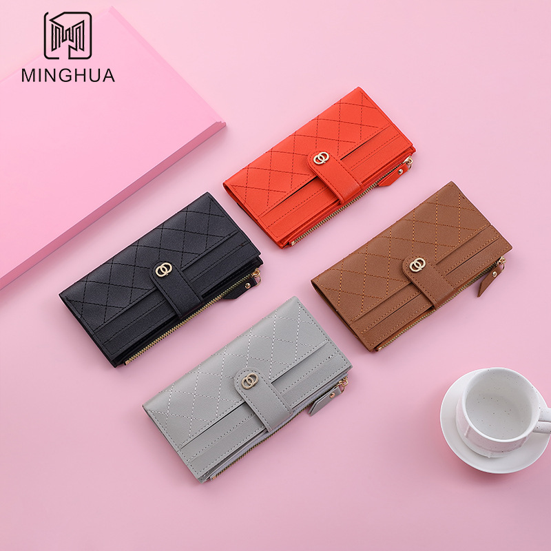 New long women's wallet 2023 summer card case Women's high-end solid color zipper coin purse wholesale details Picture