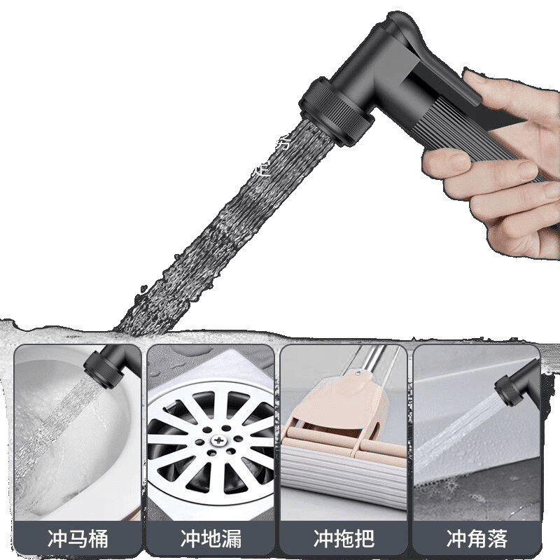 Bathroom pressurized multi-speed square showerhead, square black all-black high-pressure set factory direct sales Item Picture